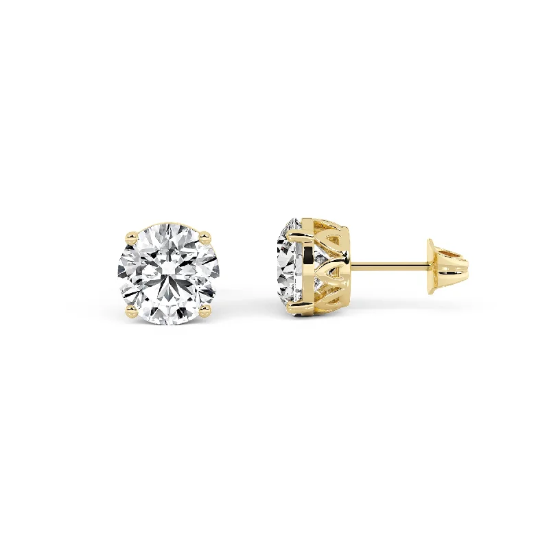 women's earrings moissanite -Above Love Star Lab Grown Diamond Stud Earrings in Yellow Gold (2 Ctw)