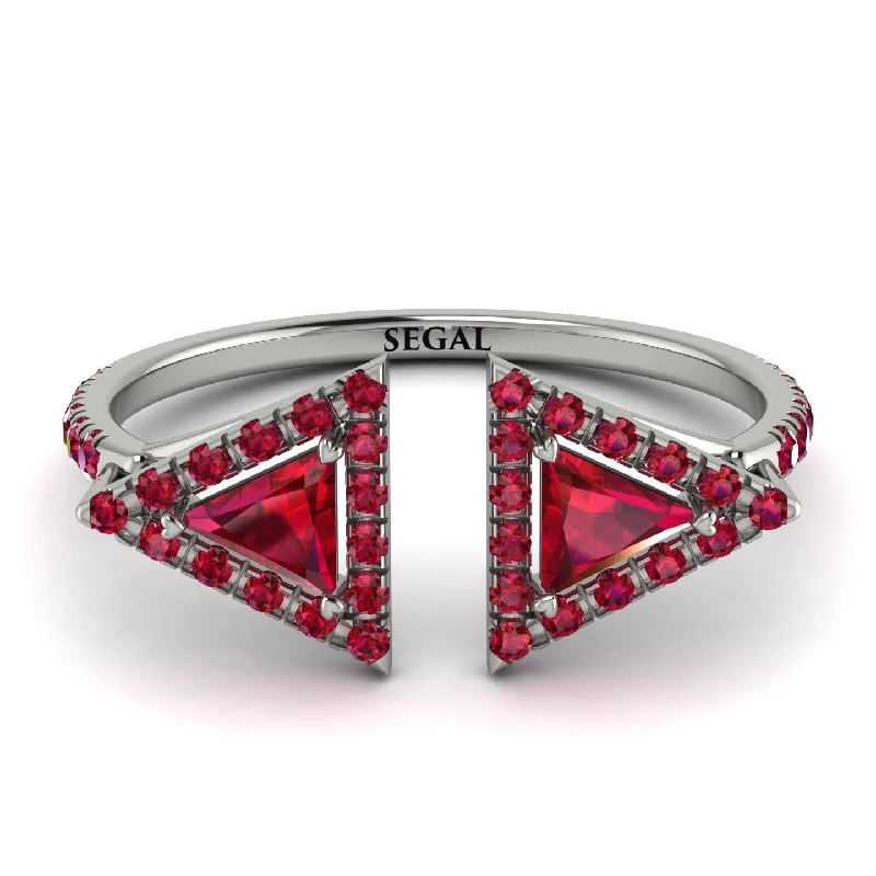 women's ring luxury celebrity style -Triangle Ruby Open Ring - Nevaeh No. 57