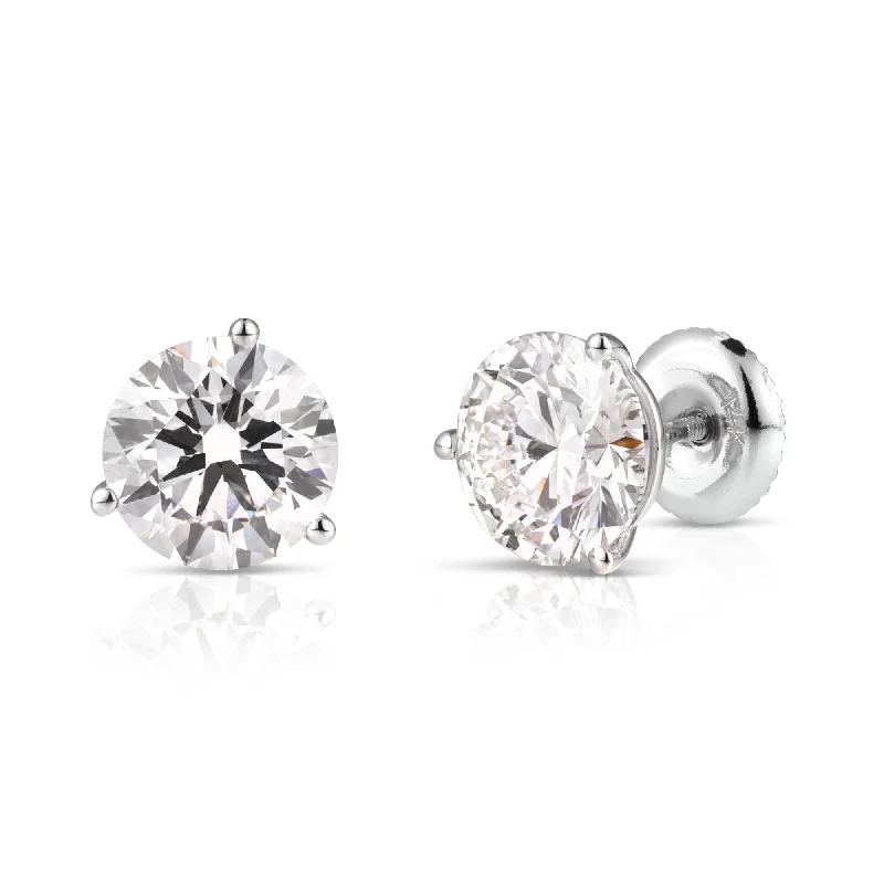 women's earrings dangle design -5.00 Ctw Round Lab Grown Diamond Stud Earrings in 14K White Gold