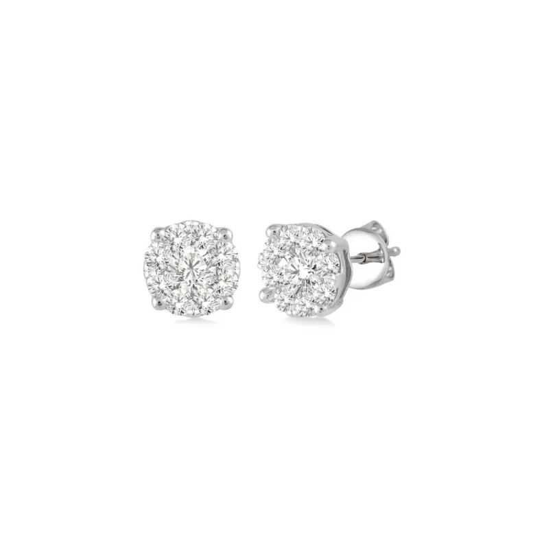 women's earrings tiny dainty studs -14 Karat White Gold 1/4 Ctw Lovebright Diamond Earrings