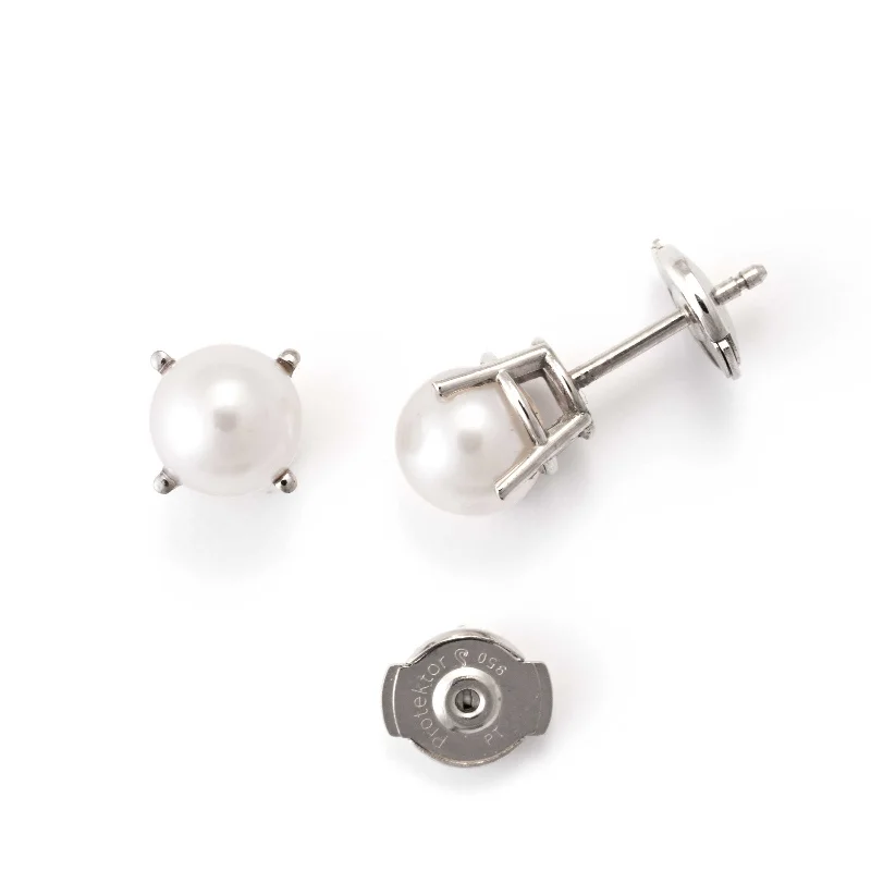 women's earrings classic pearl drops -Pre-Owned Akoya Saltwater Cultured Pearl Earrings, Platinum