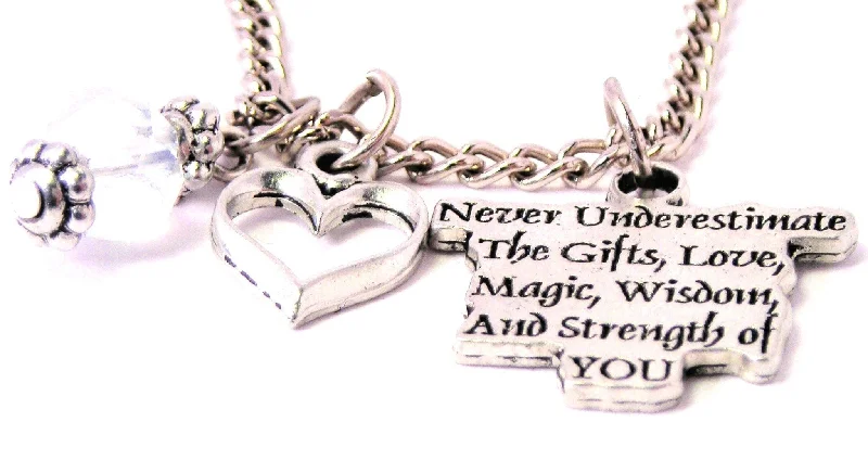 women's necklaces Christmas gift -Never Underestimate The Gifts Love Magic Wisdom And Strength Of You Necklace with Small Heart