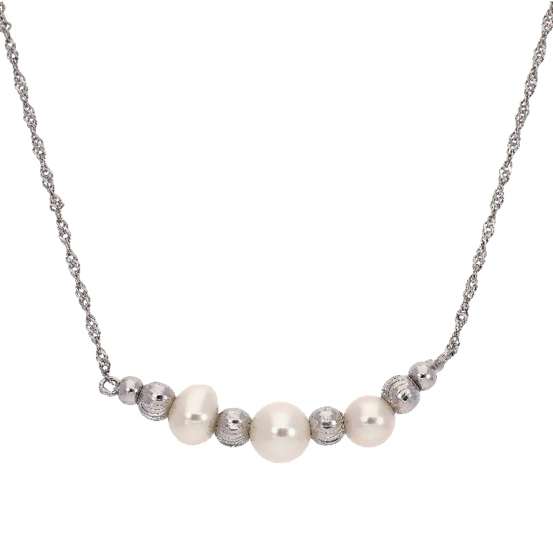 women's necklaces perfect for gifting -"Generations Of Love" Sterling Silver Genuine Cultured Pearl Necklace 18"