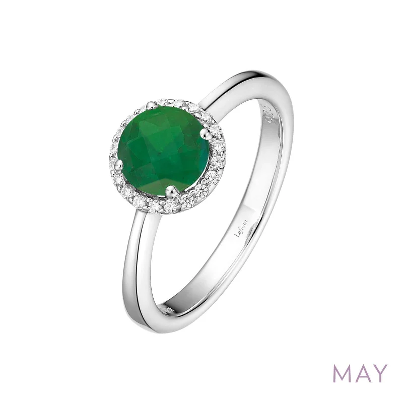 women's ring anniversary gift -Lafonn Simulated Diamond & Emerald Birthstone Ring - May BR001EMP