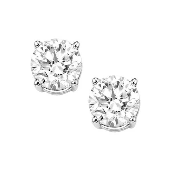 women's earrings zodiac sign -3/4 Ctw Round Diamond Stud Earrings in 14 Karat White Gold