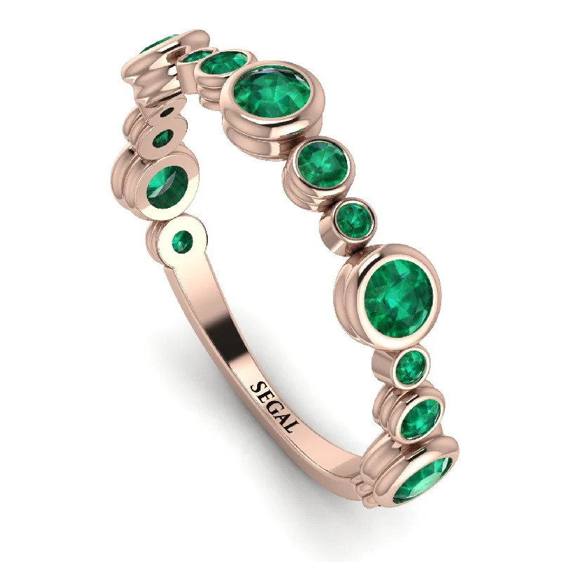 women's ring vintage-inspired filigree -Bezel Emerald Eternity Band - Valeria No. 20