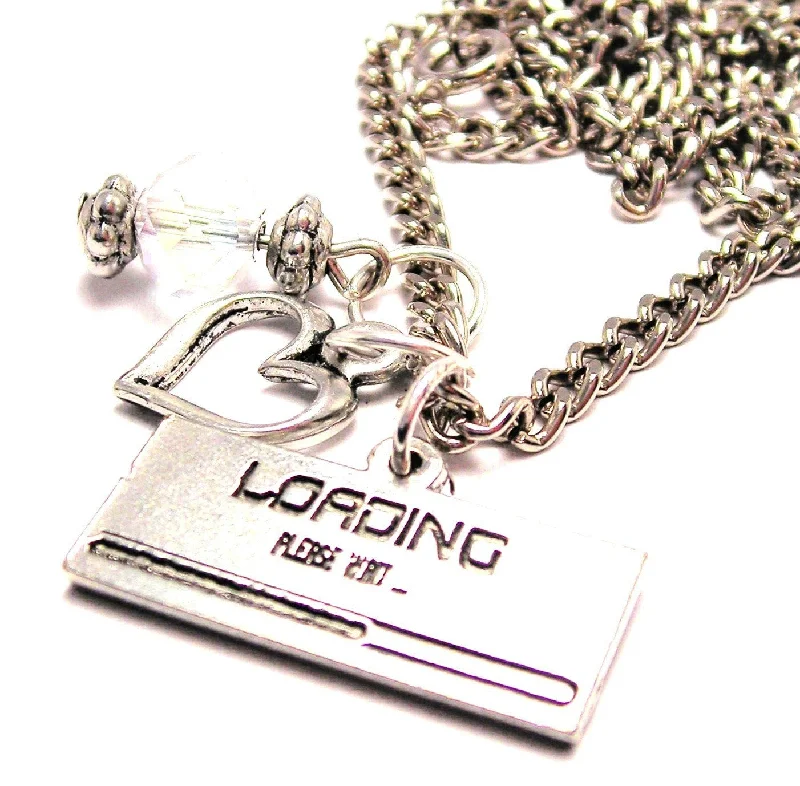 women's necklaces bold geometric shape -Loading Please Wait Necklace with Small Heart