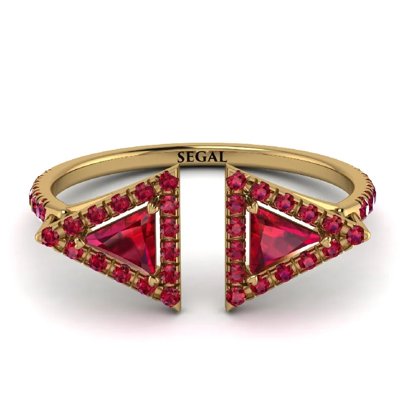 women's ring elegant crown shape -Triangle Ruby Open Ring - Nevaeh No. 55