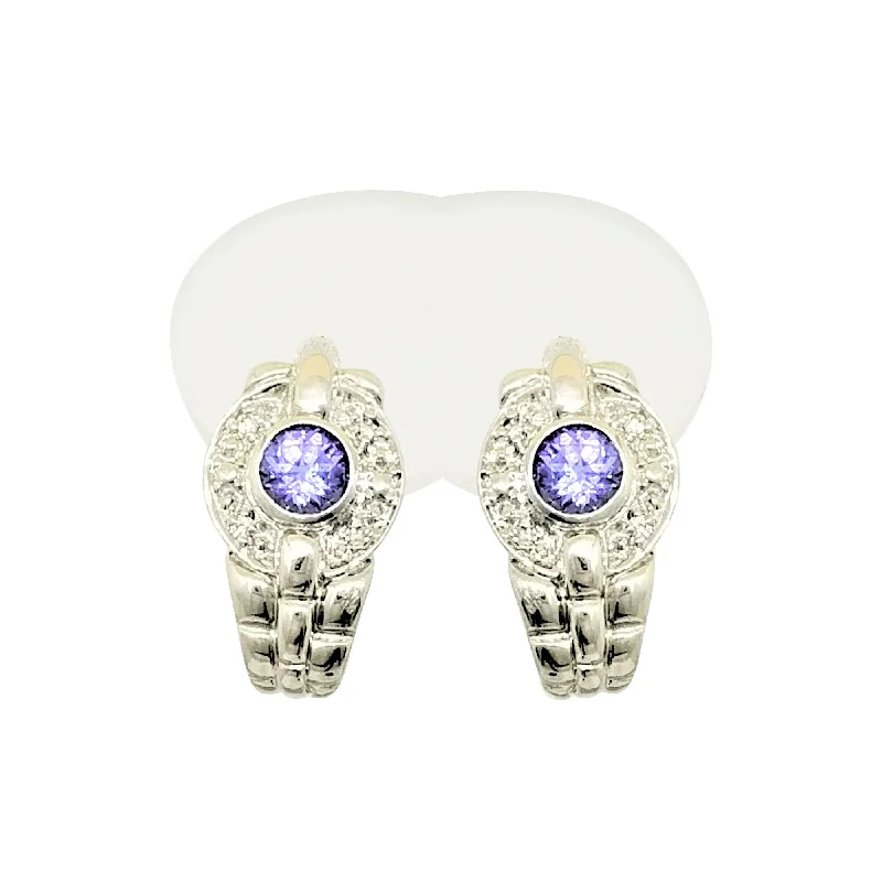 women's earrings best seller -18 kt White Gold and Tanzanite, Diamond Earrings