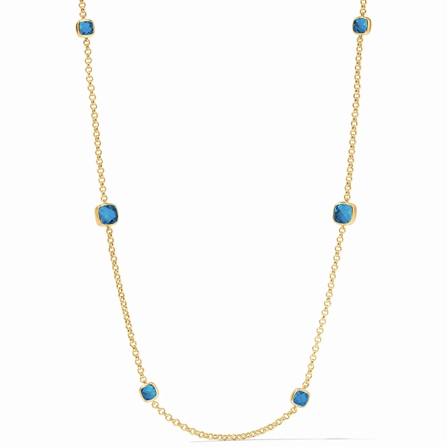 women's necklaces classic pearl strand -Julie Vos Aquitaine Station Necklace, Iridescent Capri Blue