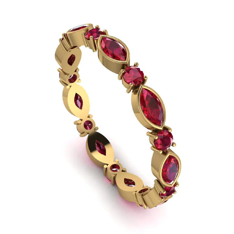 women's ring with diamond cluster -Marquise Ruby Eternity Band - Cecilia No. 55