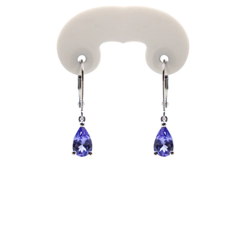 women's earrings cubic zirconia -9kt White Gold Pear Tanzanite Earrings