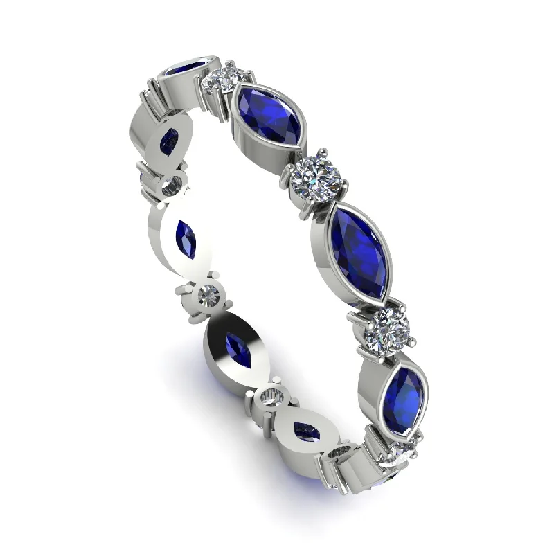 women's ring stackable set -Marquise Sapphire Eternity Band - Cecilia No. 15