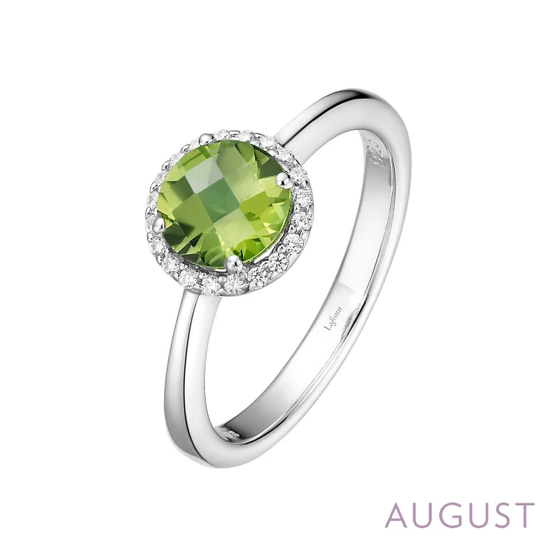 women's ring floral engraving -Lafonn Simulated Diamond & Genuine Peridot Birthstone Ring - August BR001PDP