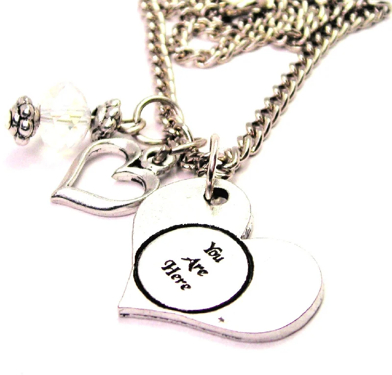 women's necklaces Valentine's Day gift -You Are Here Heart Necklace with Small Heart