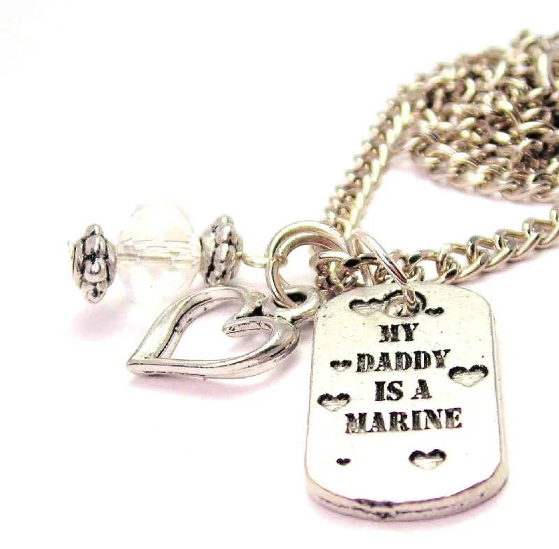 women's necklaces delicate and dainty -My Daddy Is A Marine Necklace with Small Heart