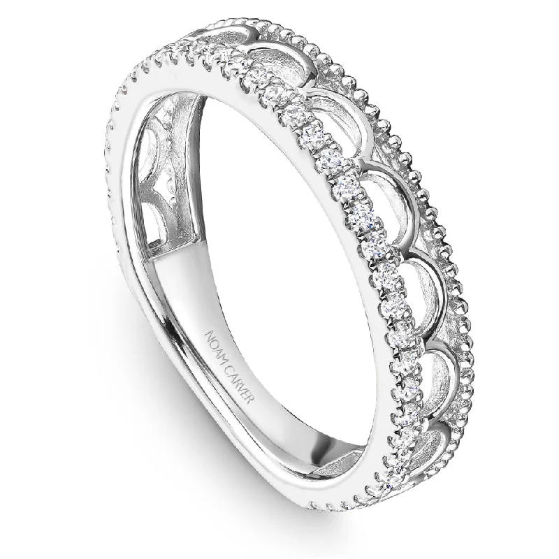 women's ring silver -Noam Carver Stackable Collection 0.22cttw. Diamond Fashion Ring STA15-1