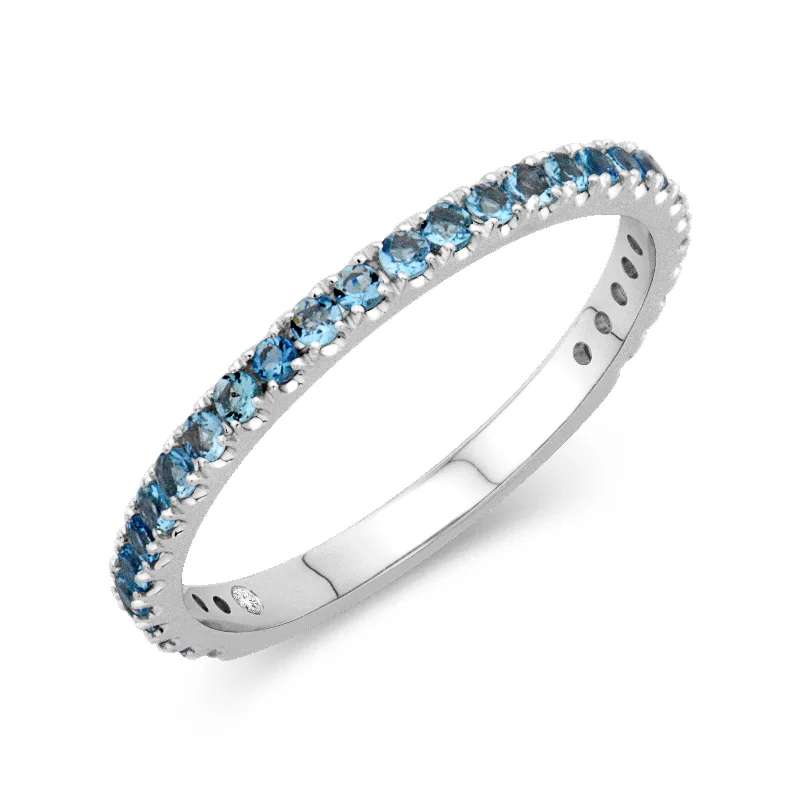 women's ring art deco -14K White Gold 0.37cttw. Aquamarine Stackable Birthstone Ring - March