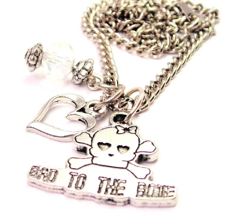 women's necklaces Christmas gift -Bad To The Bone Female Skull Necklace with Small Heart