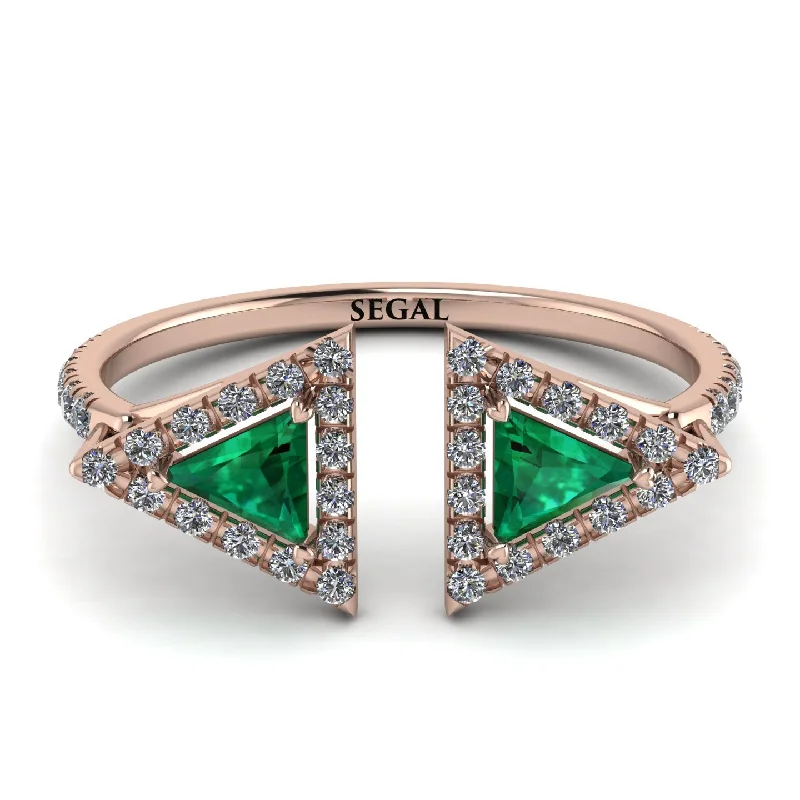 women's ring boho style -Triangle Emerald Open Ring - Nevaeh No. 5