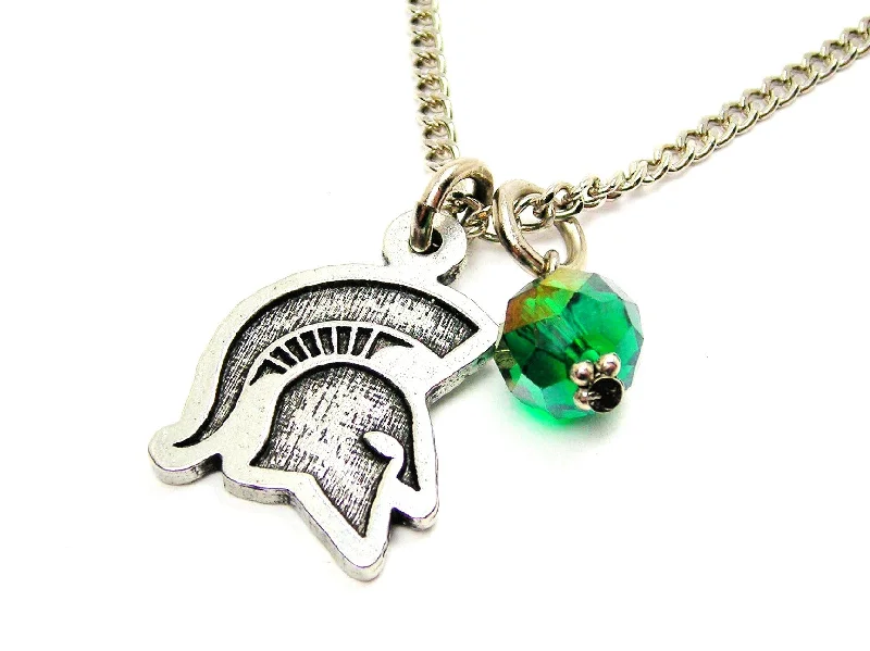 women's necklaces diamond -Spartans Mascot Silhouette Necklace with Crystal Accent