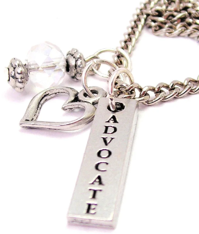 women's necklaces perfect for gifting -Advocate Long Tab Necklace with Small Heart