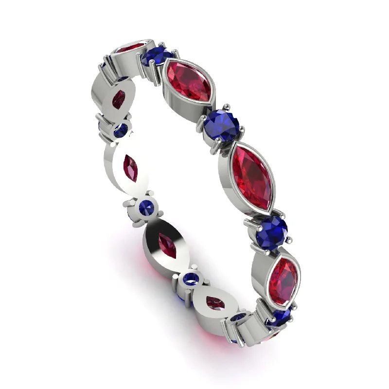 women's ring mother of pearl -Marquise Ruby Eternity Band - Cecilia No. 72