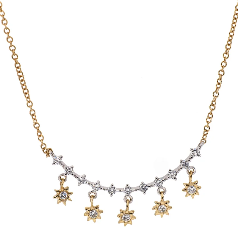 women's necklaces celestial star pendant -14K Yellow and White Gold Diamond Necklace