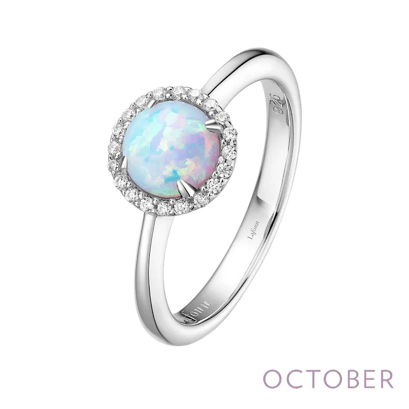 women's ring wedding jewelry -Lafonn Simulated Diamond & Opal Birthstone Ring - October BR001OPP