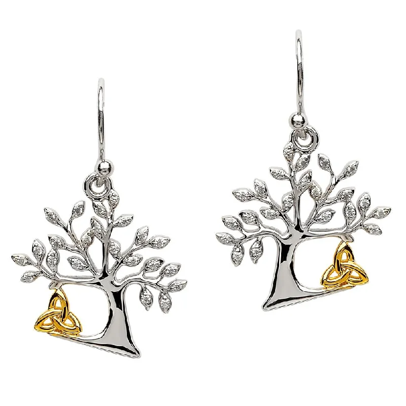 women's earrings Valentine's Day gift -Sterling Silver Tree of Life Earrings SE2094CZ