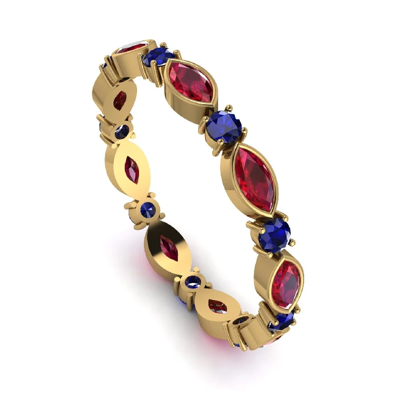 women's ring gemstone halo -Marquise Ruby Eternity Band - Cecilia No. 70