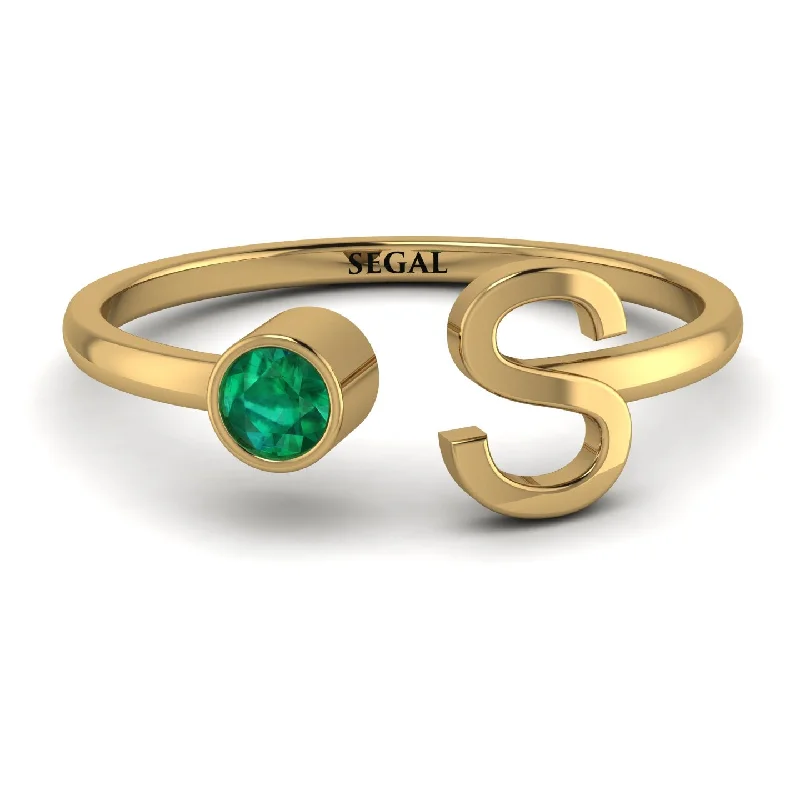 women's ring small gemstone -Personalized Open Emerald Ring - Finley No. 4