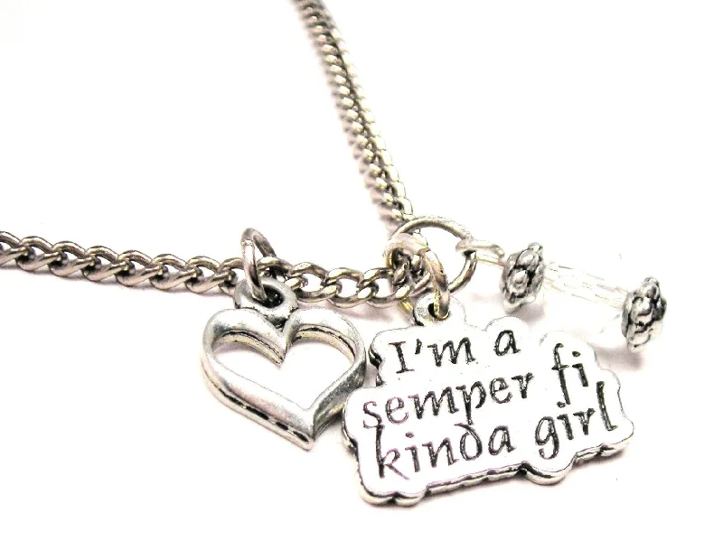 women's necklaces trendy look -I'm A Semper Fi Kinda Girl Necklace with Small Heart