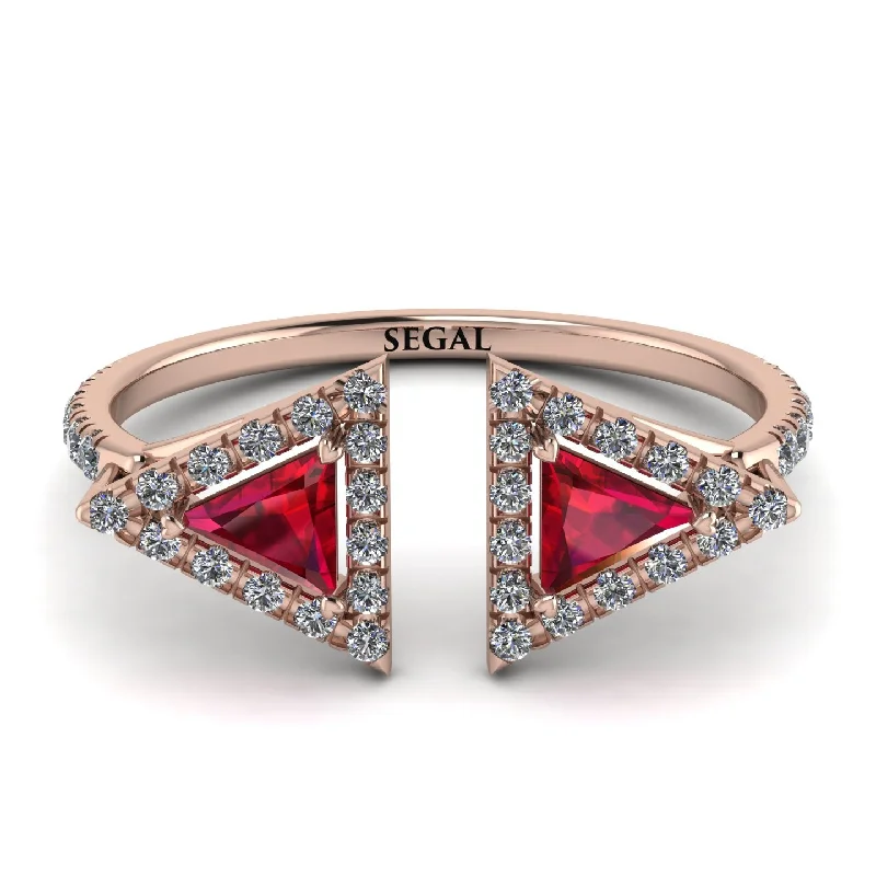 women's ring elegant touch -Triangle Ruby Open Ring - Nevaeh No. 11