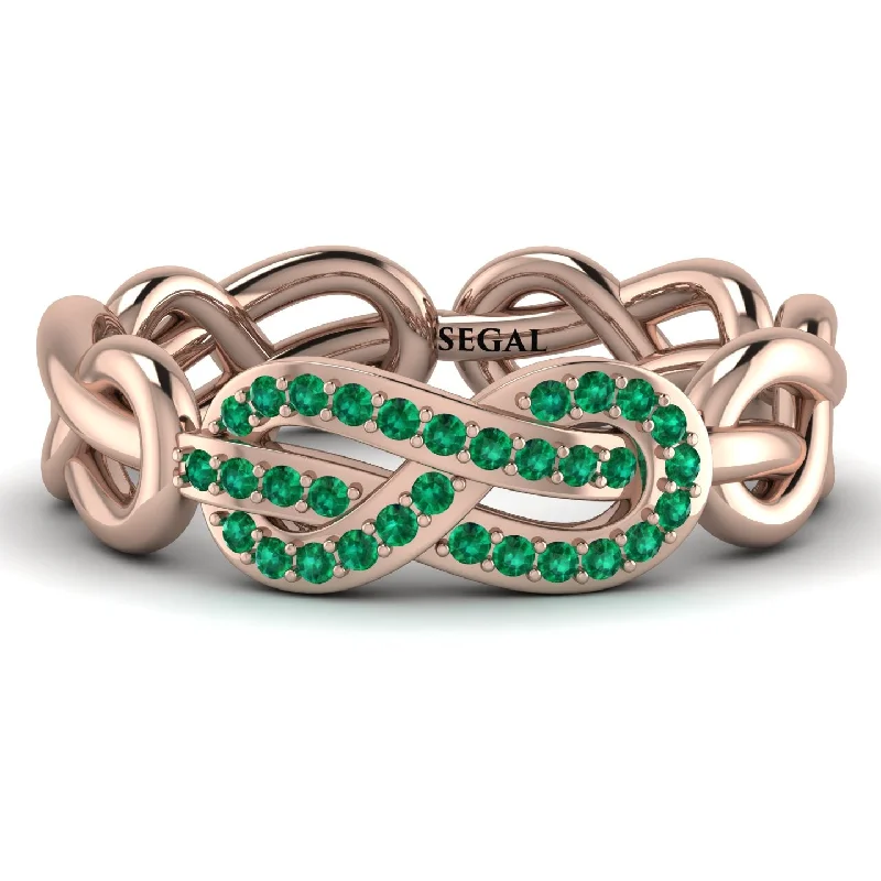 women's ring waterproof jewelry -Knot Infinity Emerald Ring - Josephine No. 5