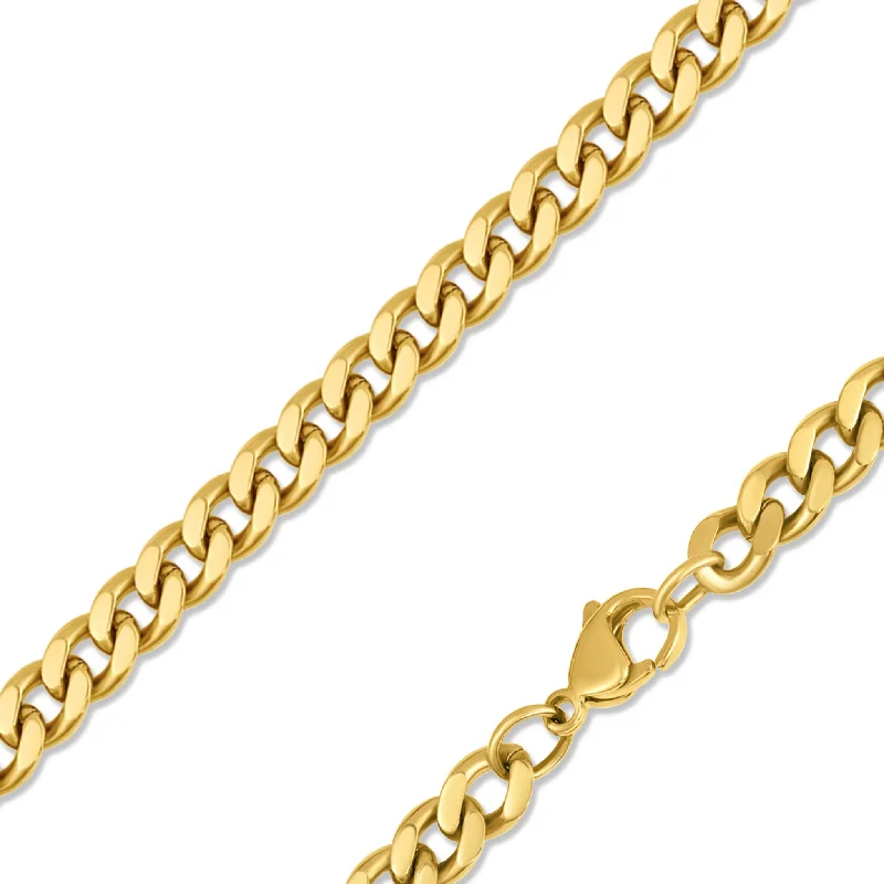 women's necklaces celestial theme -18K Gold PVD Stainless Steel Diamond Cut Curb Chain Necklace / CHN9710