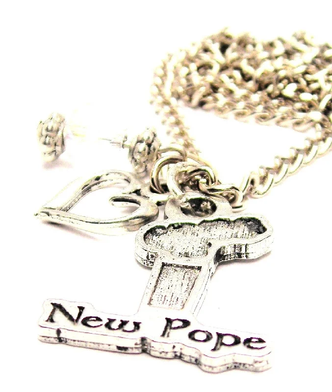 women's necklaces mixed metal design -New Pope Smoke Stack Necklace with Small Heart