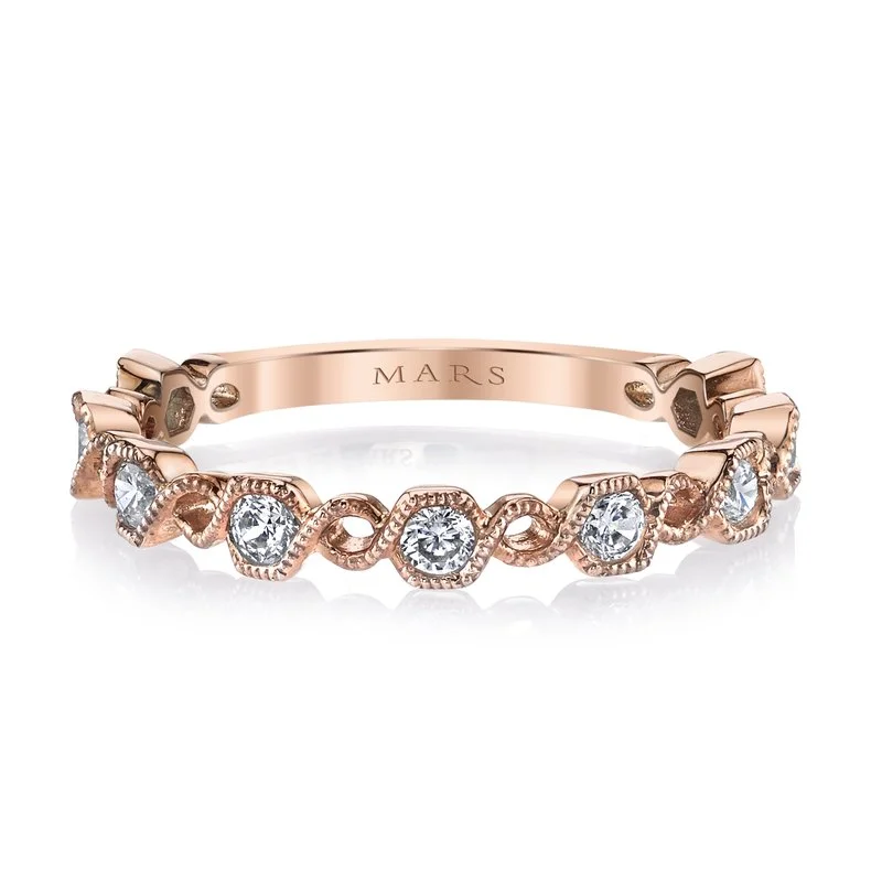 women's ring heart shape -14K Rose Gold 0.37ct. Diamond Milgrain Detailing Stackable Fashion Ring