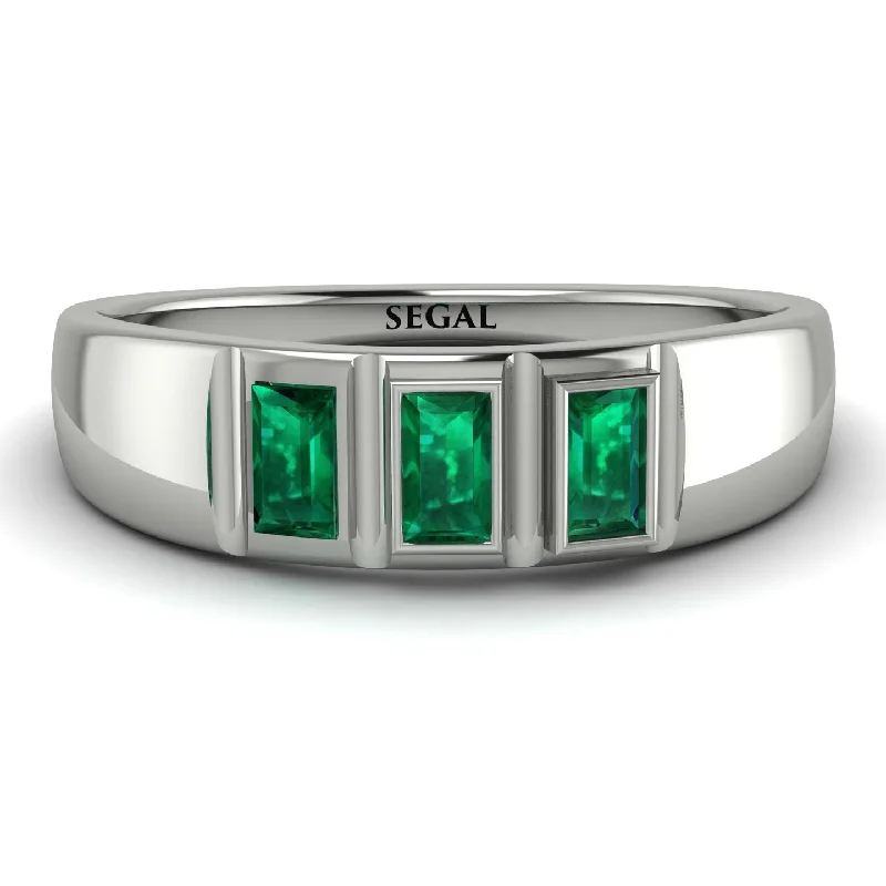 women's ring statement gemstone -3 Stone Bagutte Emerald Ring - Lilly No. 6