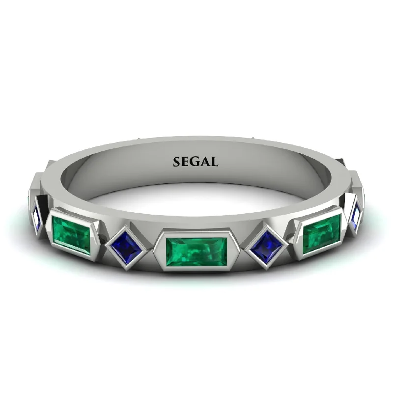 women's ring crystal-embedded -Emerald Baguette & Princess Eternity Band - Andrea No. 30