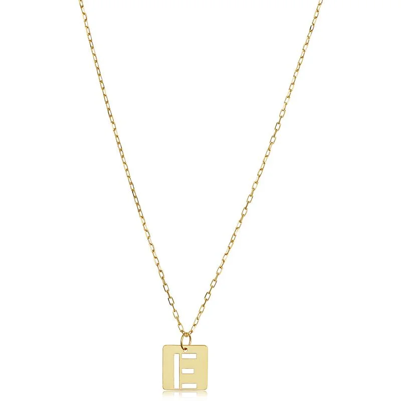 women's necklaces handmade gemstone -YELLOW GOLD INITIAL E NECKLACE