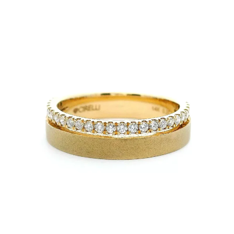 women's ring floral engraving -14K Yellow Gold 0.25cttw. Diamond Brushed Finish Fashion Ring