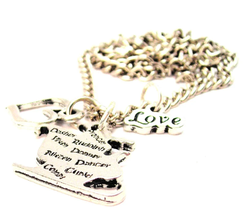 women's necklaces choker style -Santa's Sleigh With Reindeer Names Little Love Necklace