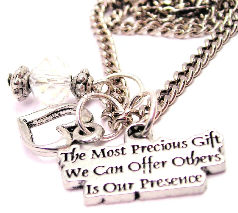 women's necklaces wedding jewelry -The Most Precious Gift We Can Offer Others Is Our Presence Necklace with Small Heart