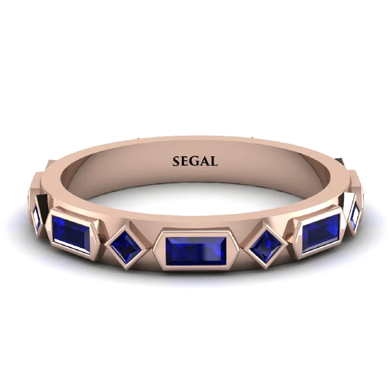 women's ring casual everyday -Sapphire Baguette & Princess Eternity Band - Andrea No. 74