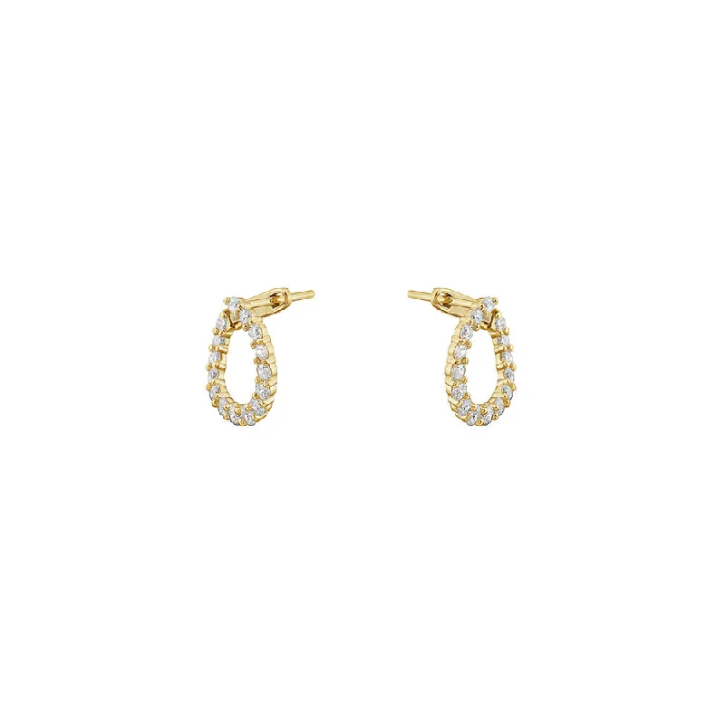 women's earrings butterfly charm -14 Karat Yellow Gold Front Facing Diamond Hoops