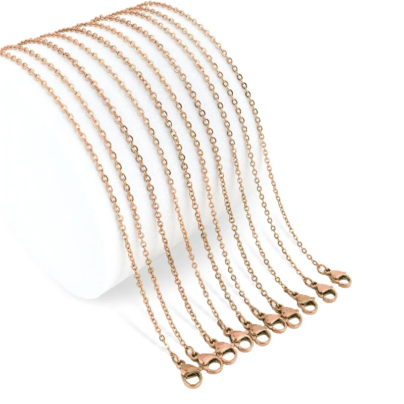 women's necklaces eco-friendly -10 Pack - Rose Gold 20" Stainless Steel Loop Chain Necklace / CHN3011