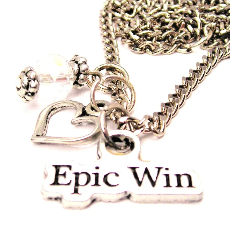 women's necklaces bold statement -Epic Win Necklace with Small Heart