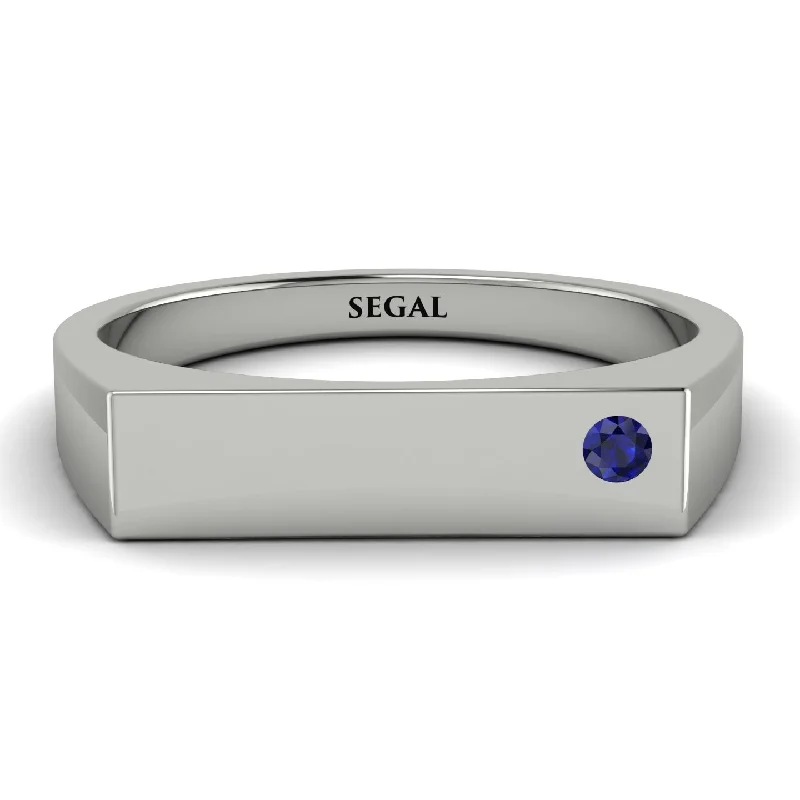 women's ring modern design -Thin Signature Band With Sapphire - Norah No. 15