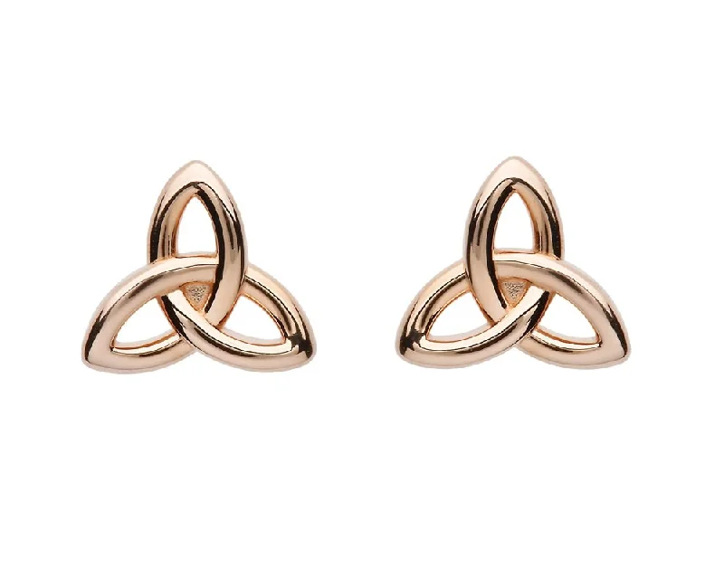 women's earrings bold and stylish -Sterling Silver Trinity Rose Gold Plated Stud Earrings SE2250